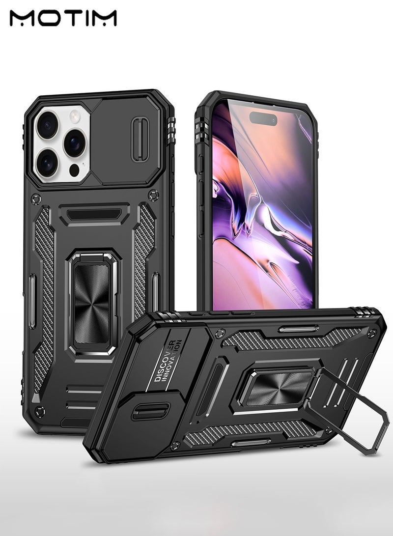 Motim iPhone 16 Pro/16 Pro Max Case Cover with Slide Camera Cover & 360° Kickstand, Support Car Magnetic Holder Fuction, MLT-Grade Drop Protection, Anti-Scratch, Rugged Hard Protective Cover - Image 1