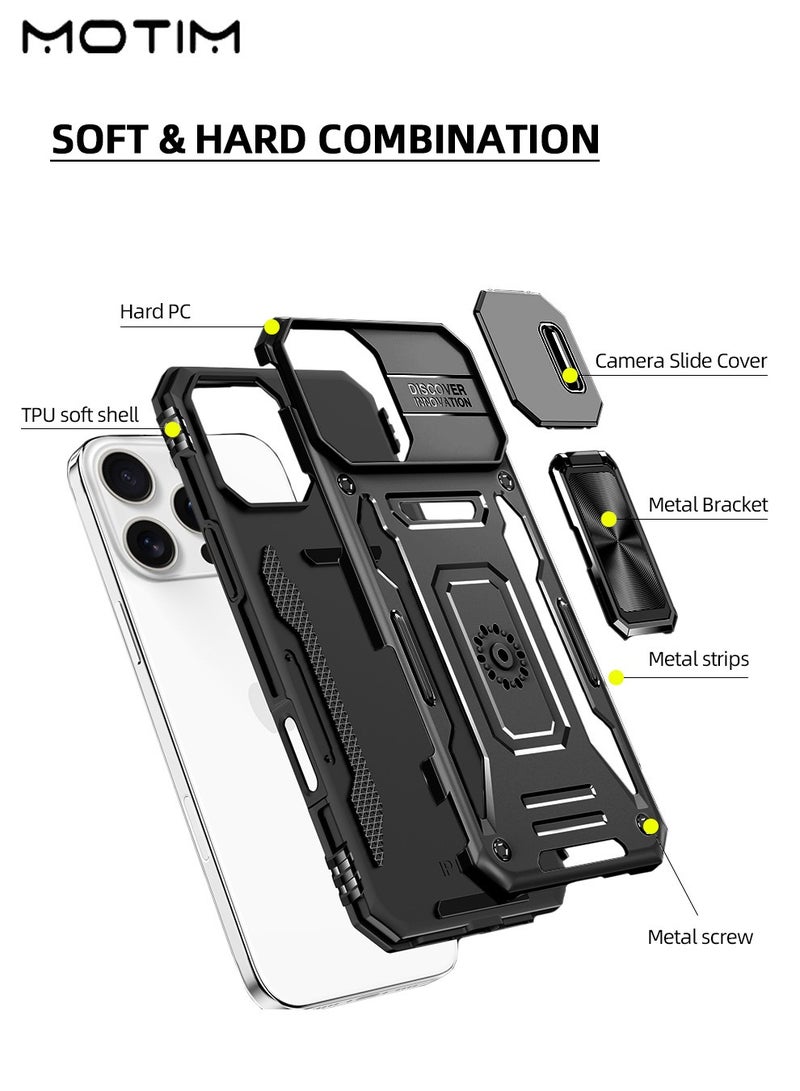 Motim iPhone 16 Pro/16 Pro Max Case Cover with Slide Camera Cover & 360° Kickstand, Support Car Magnetic Holder Fuction, MLT-Grade Drop Protection, Anti-Scratch, Rugged Hard Protective Cover - Image 2