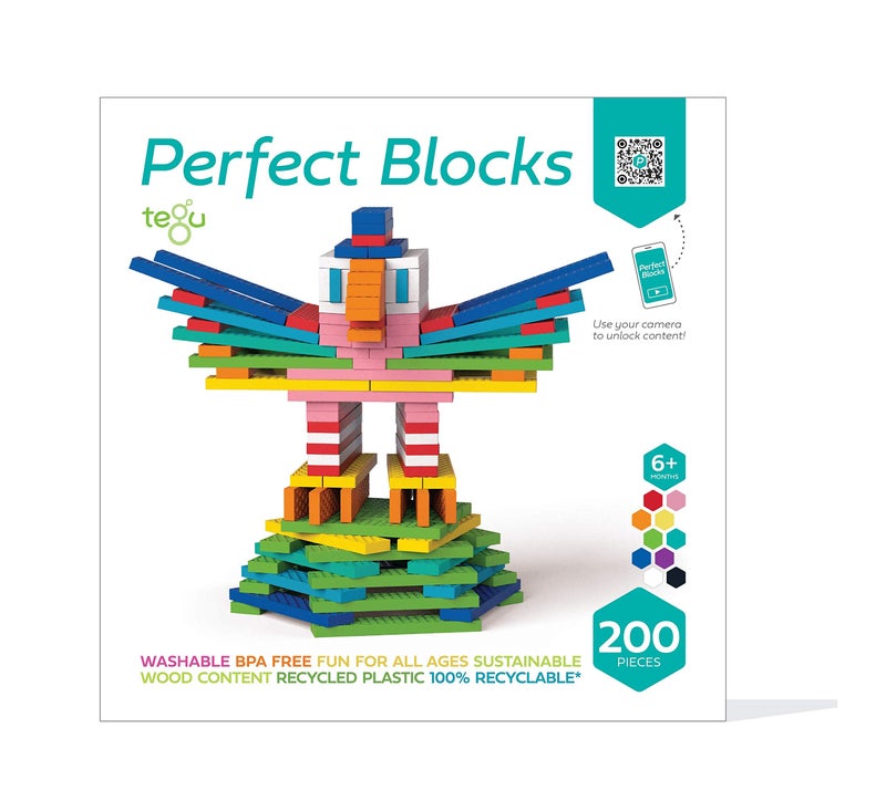 Tegu 200 Piece Perfect Blocks Building Set, Multicolor - Image 1
