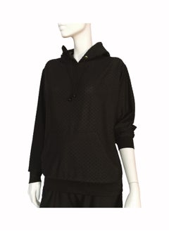 Sana'a Kayum Black Dotted Trendy Hoodie Jacket With Track Set  - Image 1