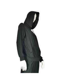 Sana'a Kayum Black Dotted Trendy Hoodie Jacket With Track Set  - Image 3