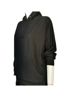 Sana'a Kayum Black Dotted Trendy Hoodie Jacket With Track Set  - Image 5