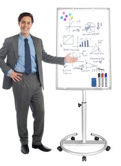 Kidle KidLe Dry Erase Boards Rolling Whiteboard, Mobile Round Base Whiteboard - 3-Layer Coated Smooth Surface, Ideal for Team Brainstorming, Education  - Image 1