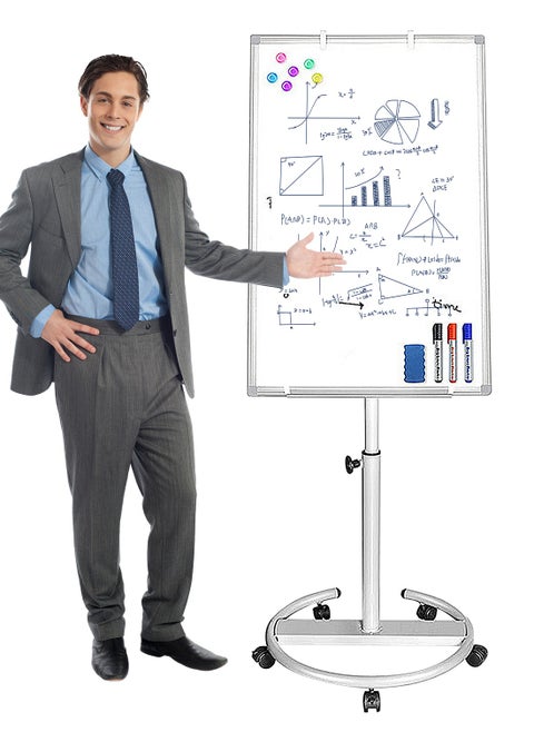 KidLe Dry Erase Boards Rolling Whiteboard, Mobile Round Base Whiteboard - 3-Layer Coated Smooth Surface, Ideal for Team Brainstorming, Education