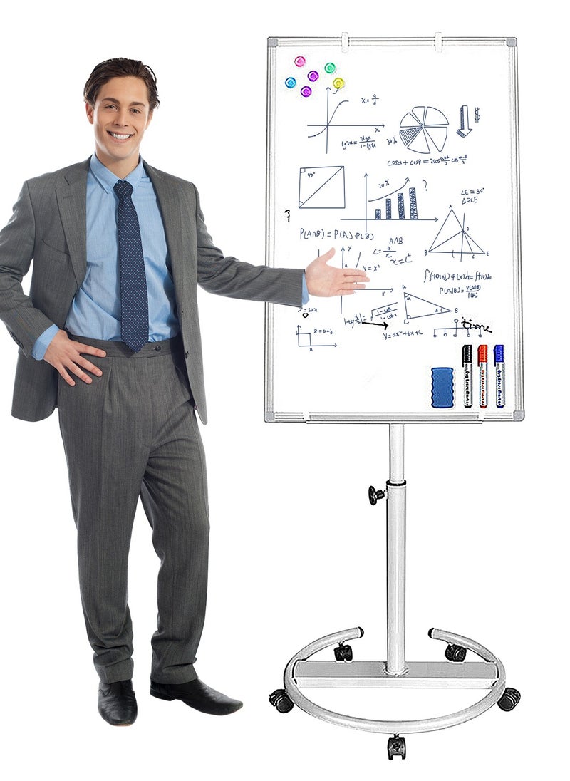 Kidle - KidLe Dry Erase Boards Rolling Whiteboard, Mobile Round Base Whiteboard - 3-Layer Coated Smooth Surface, Ideal for Team Brainstorming, Education - Image 1