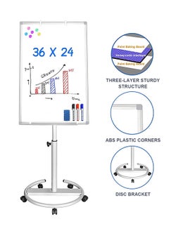 Kidle KidLe Dry Erase Boards Rolling Whiteboard, Mobile Round Base Whiteboard - 3-Layer Coated Smooth Surface, Ideal for Team Brainstorming, Education  - Image 3