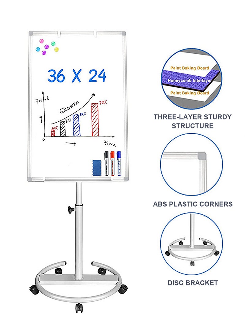 Kidle - KidLe Dry Erase Boards Rolling Whiteboard, Mobile Round Base Whiteboard - 3-Layer Coated Smooth Surface, Ideal for Team Brainstorming, Education - Image 1