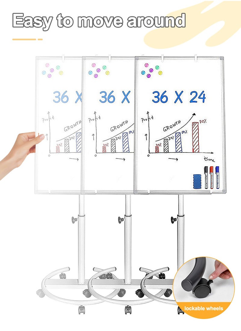 Kidle - KidLe Dry Erase Boards Rolling Whiteboard, Mobile Round Base Whiteboard - 3-Layer Coated Smooth Surface, Ideal for Team Brainstorming, Education - Image 1