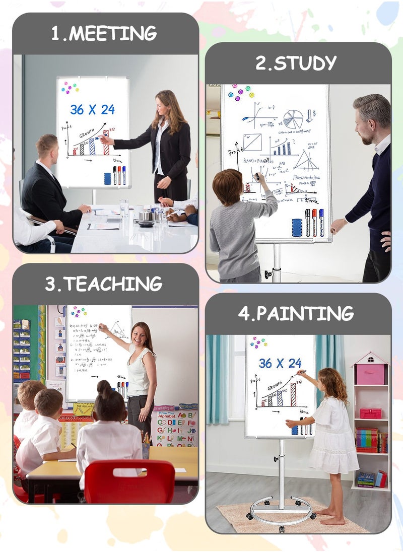 Kidle - KidLe Dry Erase Boards Rolling Whiteboard, Mobile Round Base Whiteboard - 3-Layer Coated Smooth Surface, Ideal for Team Brainstorming, Education - Image 1