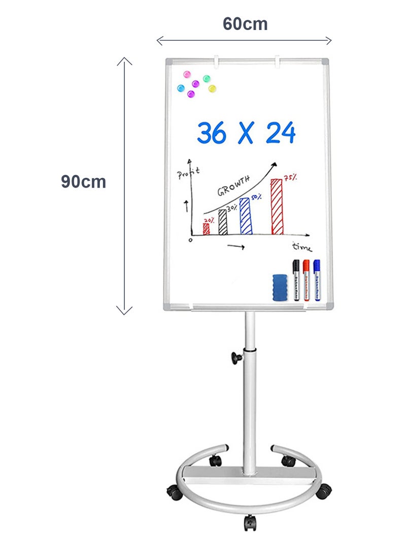 Kidle - KidLe Dry Erase Boards Rolling Whiteboard, Mobile Round Base Whiteboard - 3-Layer Coated Smooth Surface, Ideal for Team Brainstorming, Education - Image 1