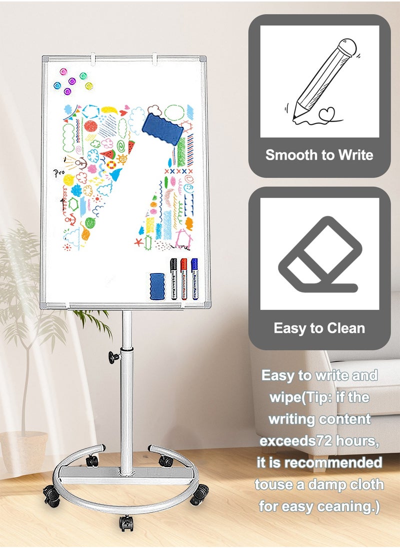 Kidle - KidLe Dry Erase Boards Rolling Whiteboard, Mobile Round Base Whiteboard - 3-Layer Coated Smooth Surface, Ideal for Team Brainstorming, Education - Image 1