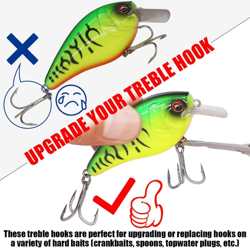 LURELINK Fishing-Treble-Hooks-5X-Extra-Strong-Heavy-Duty Ultra Anti-Rust Bulk Hooks for Saltwater and Freshwater Fishing Sizes 5/0 to #8 (5X Extra Strong, Size:4 24-Pack) - Image 5