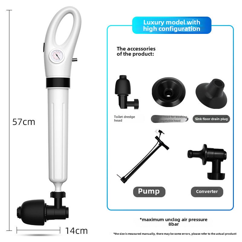 Toilet dredger sewer artifact special tool toilet pipe blocking one shot floor drain New Channel(Luxury high configuration [8 pressure-57cm long -- barrel wall 3.8mm] buy 1 get 5 free) - Image 1