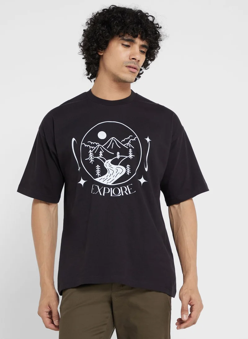 سفنتي فايف Contrast Printed T Shirt