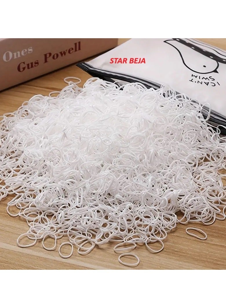 STAR BEJA Milky White Elastic Hair Rubber, Elastic hair ties for Girls and women's, Hair Accessories 1000 Pcs