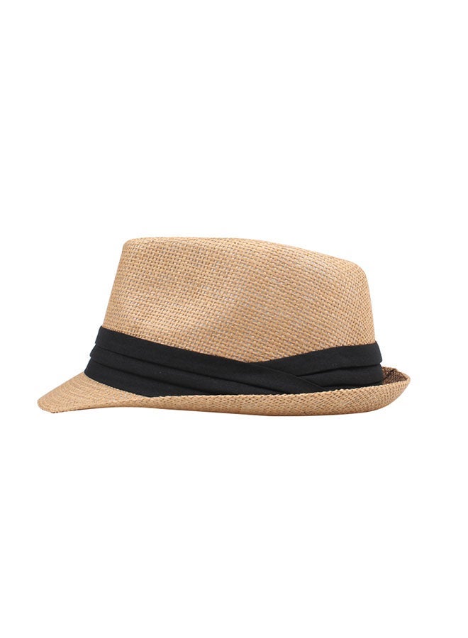 Men's Straw Fedora Hat, Lightweight Breathable Trilby Hat with Black Band, Uv Protection Summer Hat for Beach, Travel, Casual Wear - Image 2