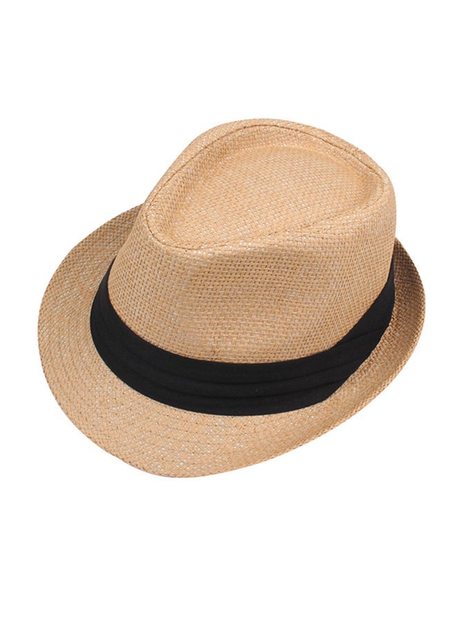 Men's Straw Fedora Hat, Lightweight Breathable Trilby Hat with Black Band, Uv Protection Summer Hat for Beach, Travel, Casual Wear - Image 1