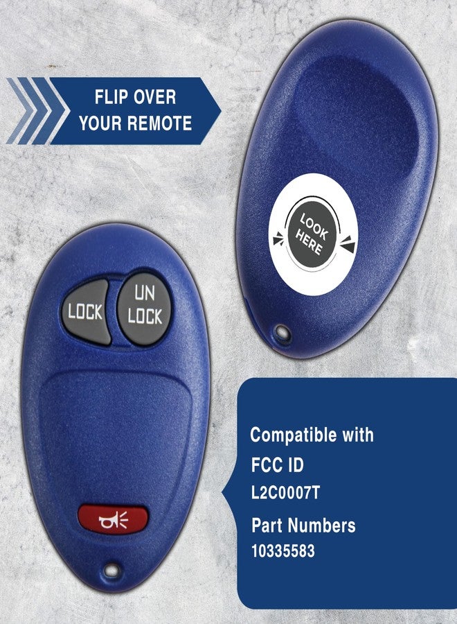 KeylessOption 2X KeylessOption Key Fob Replacement for 2001 2002 2003 2004 2005 2006 2007 2008 2009 2010 2011 2012 Chevrolet Colorado Hummer GMC Canyon Pontiac Isuzu Remote, 3-Button L2C0007T, Locksmith Required - Image 4