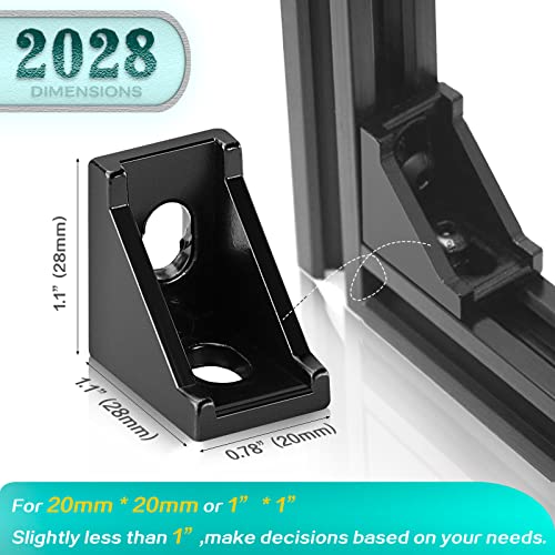 PETOX 30 Set Black 2020 Series Aluminum Extrusion Profile Connector, Includes 1pc Wrench, 30pcs 2028 Corner Bracket, 60pcs T-Slot Sliding Nuts and M5 Hex Screw Bolt for 20S Aluminum Rail Accessories - Image 4