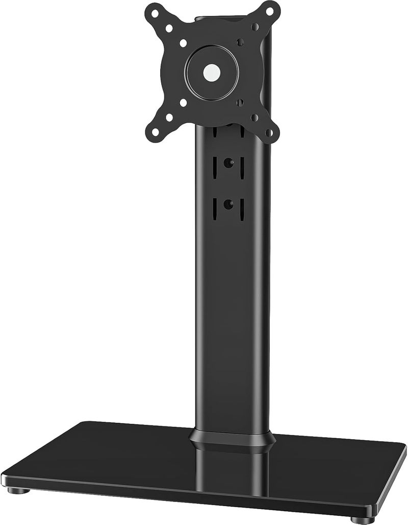 Hemudu Single LCD Computer Monitor Free-Standing Desk Stand Mount Riser for 13 inch to 32 inch screen with Swivel, Height Adjustable, Rotation, Vesa Base Stand Holds One (1) Screen up to 77Lbs(HT05B-001)) - Image 1