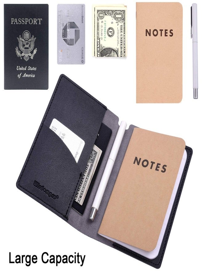 Wisdompro Journal Cover, 2 Pack PU Leather Notebook Cover for Field Notes, or other 3.5" x 5.5" Pocket Notebooks - Black - Image 3