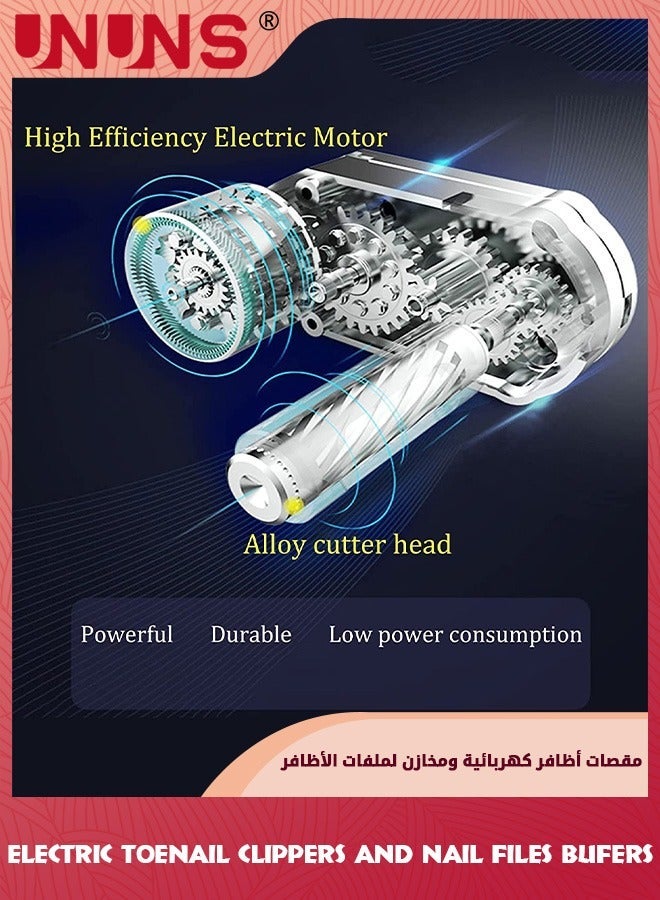 يو إن يو إن أس Electric Kids Nail Clipper,Nail Files Bufers Set,Electric Clippers Automatic Safety Fingernail Cutter And Filer,USB Rechargeable Trimmer,With Grit Sand Fing Tools,Family Gift - Image 4