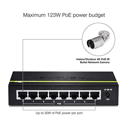Trendnet مفتاح TRENDnet 8-Port Gigabit PoE+، TPE-TG80G، 8 منافذ Gigabit PoE+، ميزانية طاقة PoE بقوة 123 واط، 16 جيجابت في الثانية، مقسم إيثرنت، متوافق مع NDAA و TAA، معدني، حماية مدى الحياة، أسود - Image 4