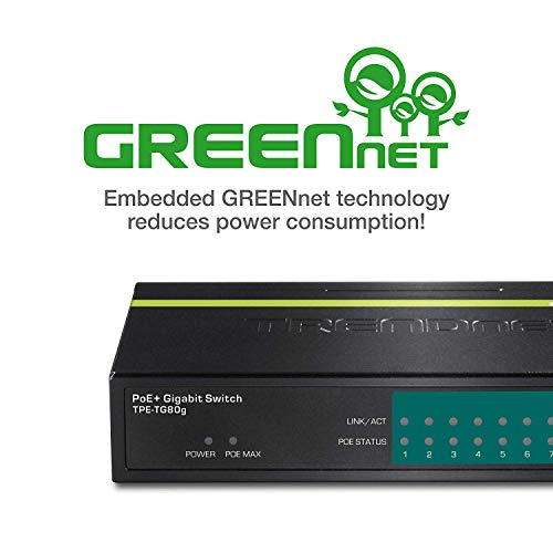 Trendnet مفتاح TRENDnet 8-Port Gigabit PoE+، TPE-TG80G، 8 منافذ Gigabit PoE+، ميزانية طاقة PoE بقوة 123 واط، 16 جيجابت في الثانية، مقسم إيثرنت، متوافق مع NDAA و TAA، معدني، حماية مدى الحياة، أسود - Image 5