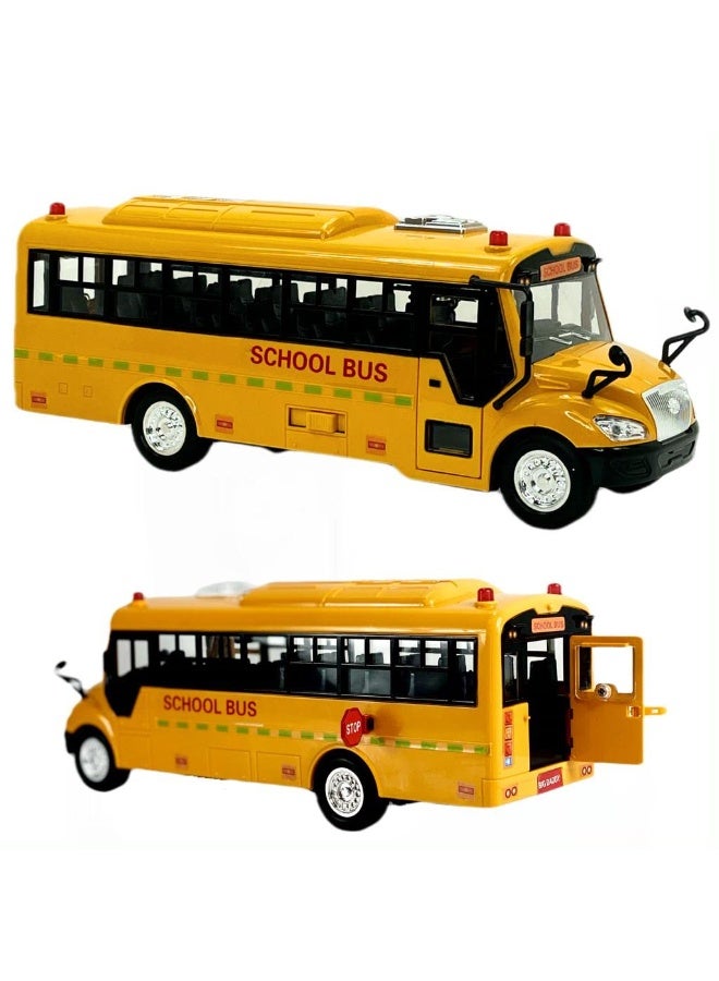 School Bus Toy,Yellow School Bus Toys Gift for Kids with Lights Sounds and Openable Doors,Car Model,Educational Toys for Children - Image 1