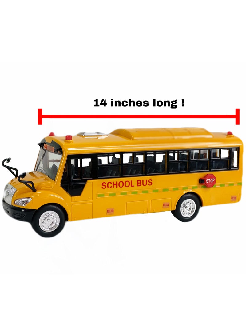 School Bus Toy,Yellow School Bus Toys Gift for Kids with Lights Sounds and Openable Doors,Car Model,Educational Toys for Children - Image 3