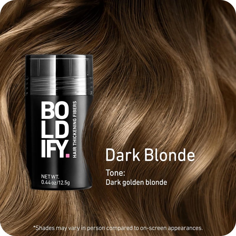 BOLDIFY Hair Fibers (12.5g) - Fill In Thinning and Fine Hair for an Instantly Fuller, Thicker Look - 14 Shades for Women & Men - Dark Blonde - Image 2