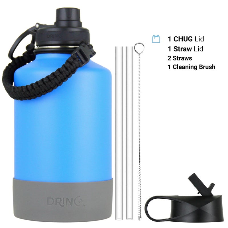 Drinco Stainless Steel Water Bottle Spout Lid Vacuum Insulated Double Wall Water Bottle Wide Mouth (64oz 40oz 32oz 22oz 18oz 14oz) Leak Proof Keep Cold Sport Camping Hiking (64 oz  64oz Royal Blue) - Image 2