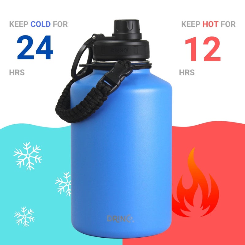 Drinco Stainless Steel Water Bottle Spout Lid Vacuum Insulated Double Wall Water Bottle Wide Mouth (64oz 40oz 32oz 22oz 18oz 14oz) Leak Proof Keep Cold Sport Camping Hiking (64 oz  64oz Royal Blue) - Image 4