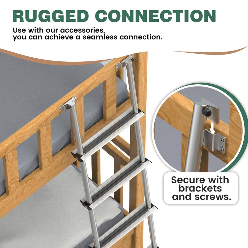 Marudina Pre-Assembled RV Bunk Ladder,3 Height Options (59.5"/60.5"/61.5"), Heavy Duty Bunk Bed Ladder with 4 Wider Anti-Slip Steps & Flexible Hooks,for 57.5"-59.4" Bed,Fits RV,Camper,Dorms & Kids Rooms - Image 5