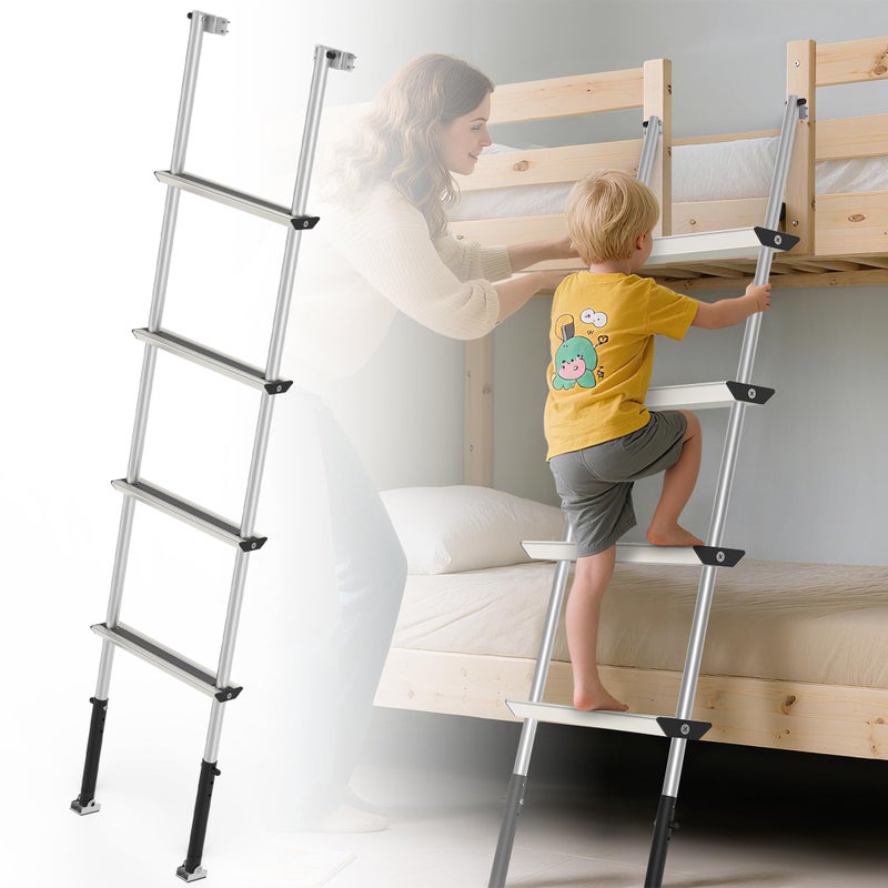 Marudina Pre-Assembled RV Bunk Ladder,3 Height Options (59.5"/60.5"/61.5"), Heavy Duty Bunk Bed Ladder with 4 Wider Anti-Slip Steps & Flexible Hooks,for 57.5"-59.4" Bed,Fits RV,Camper,Dorms & Kids Rooms - Image 1