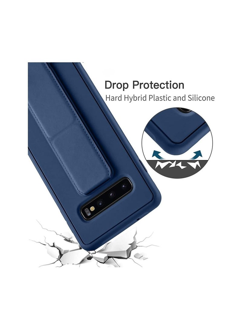 اس-توب حافظة حماية مصممة بغطاء مغناطيسي ومزودة بسوار معصم للحمل تتوافق مع هواتف سامسونج جالكسي / اللون كحلي - Image 4