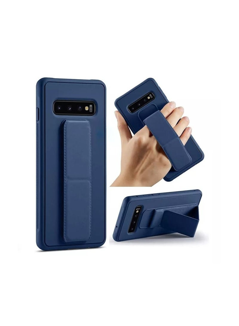 اس-توب حافظة حماية مصممة بغطاء مغناطيسي ومزودة بسوار معصم للحمل تتوافق مع هواتف سامسونج جالكسي / اللون كحلي - Image 2