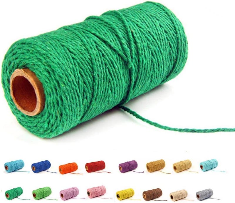 FLIPPED (109 Yards/1.5mm/35 Colors Optional) Cotton Baker Twine DIY Craft Macramé Natural Cotton Rope Craft Making Knitting String Rope DIY Wedding Decor Supply Christmas Wrapping(deep Green) - Image 1
