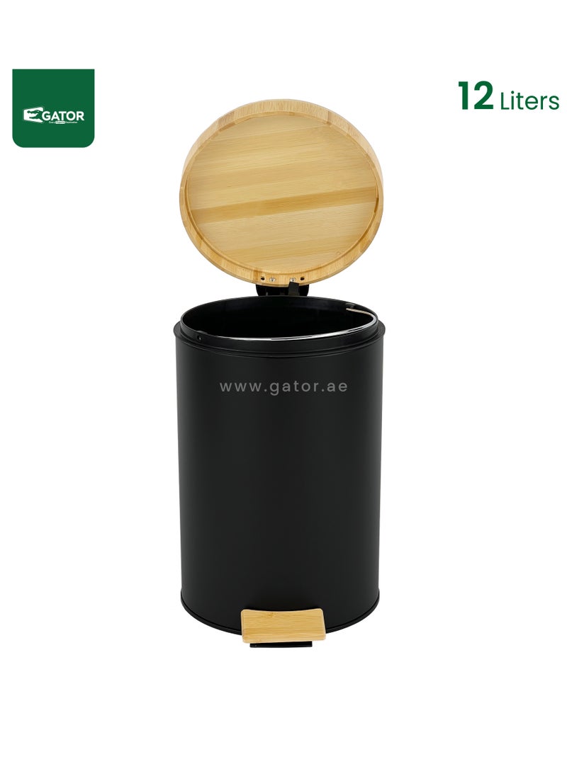 Gator Gator Pedal Bin with Soft Close Bamboo Lid 12L Black  - Image 2