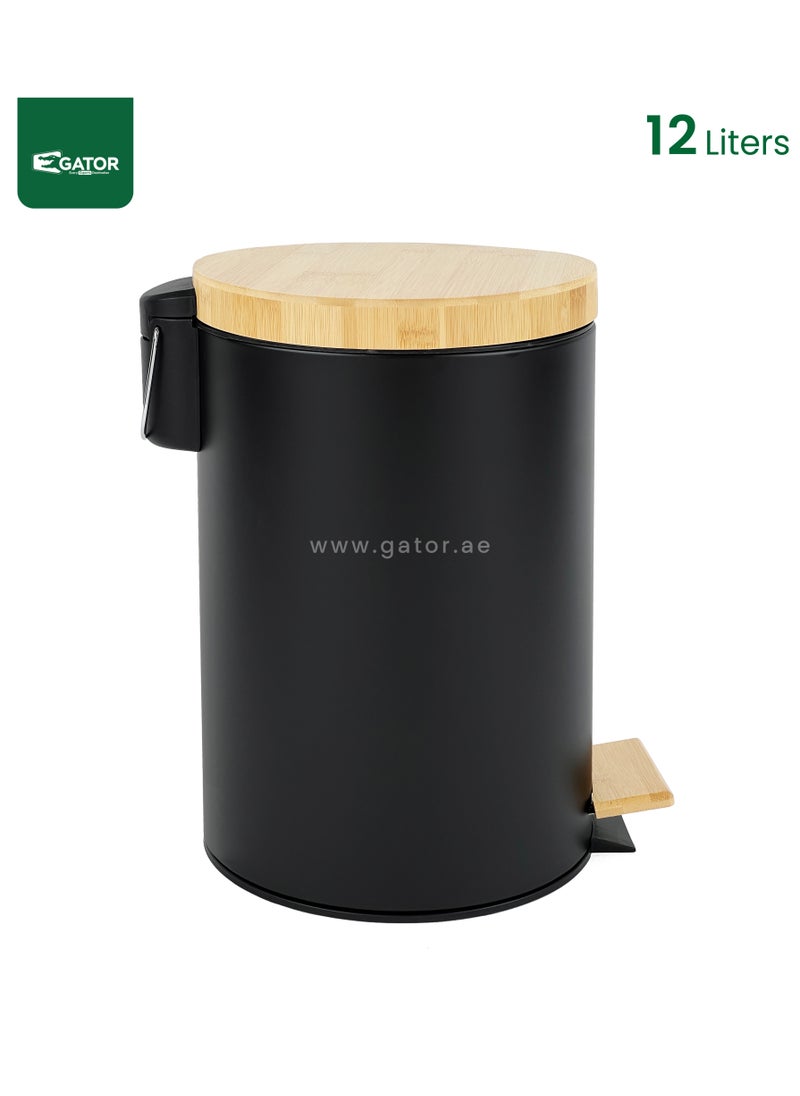 Gator Gator Pedal Bin with Soft Close Bamboo Lid 12L Black  - Image 3