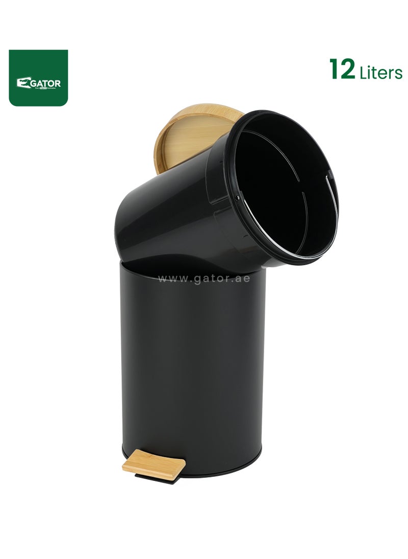 Gator Gator Pedal Bin with Soft Close Bamboo Lid 12L Black  - Image 4