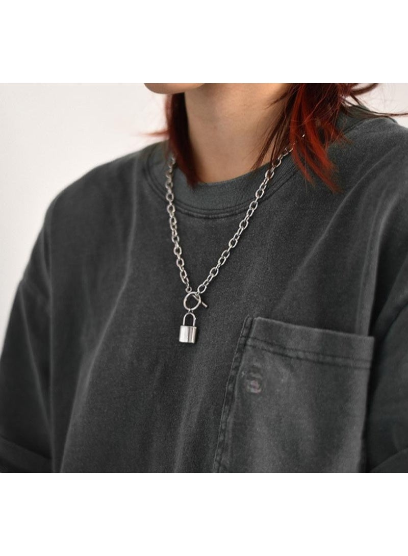 LATEEN Men's Titanium Steel Necklace Silver Trendy Collarbone Chain Rugged Hip Pop Style Accessory Birthday Eid Gift Hypoallergenic & Durable Fashion Jewelry - Image 1