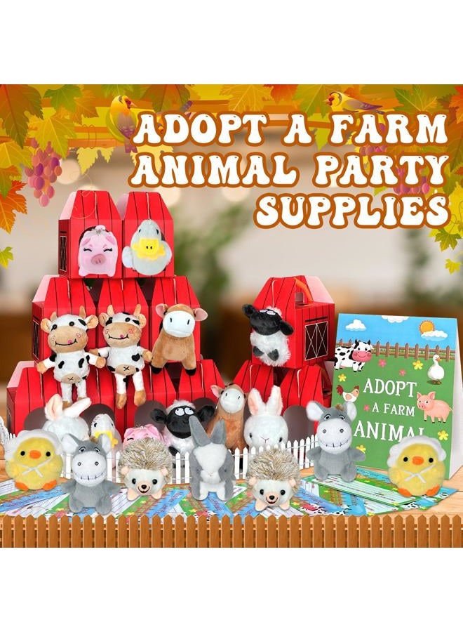 Jiytivity 63 Pcs Farm Animal Party Favors Include 20 Mini Stuffed Animals 20 Foldable Farm Boxes 20 Adoption Card 1 Adopt Sign 2 Fence for Adopt a Farm Animal Adopt a Pet Party Favors - Image 5