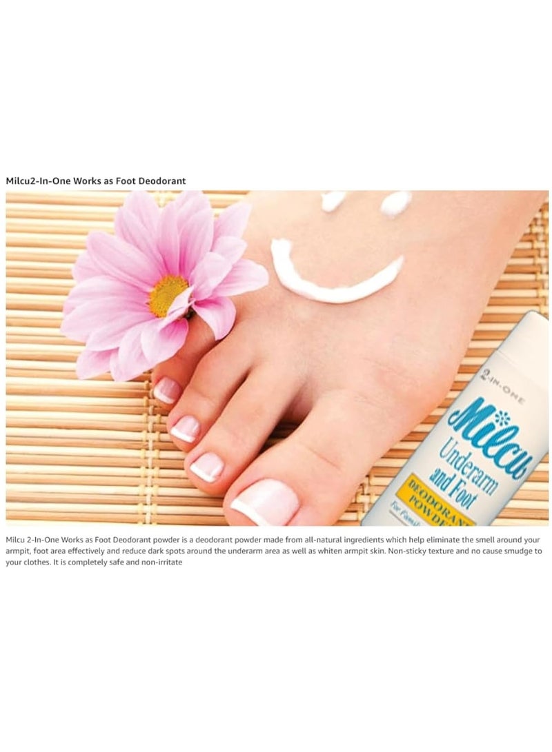 Milcu 2-in-1 Underarm and Foot Deodorant Powder, Natural Protection, 80g - Image 2