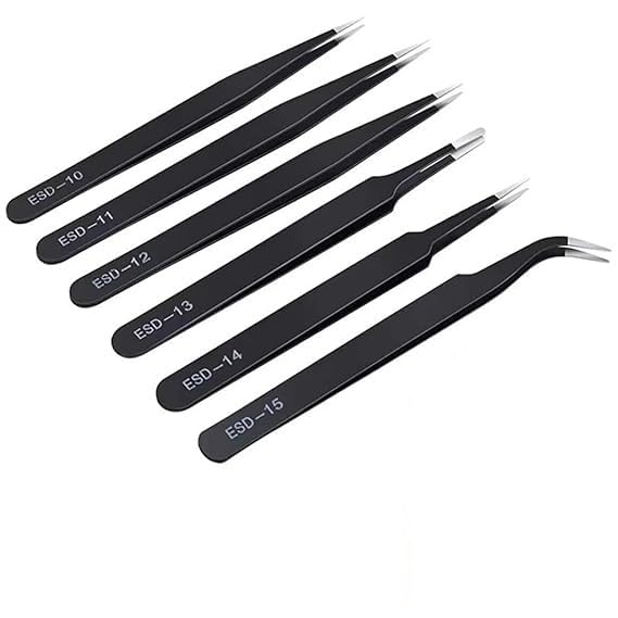 Generic 6 Pcs Precision Multifunction Tweezers Set Upgraded Professional AntiStatic Tweezers for Electronics Crafting Jewellery Tool Kit Stainless Steel  - Image 1