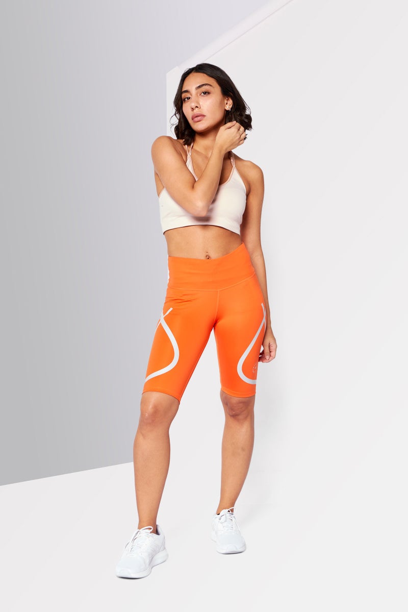 Adidas Women Sportswear Fit Brand Logo Training Leggings, Orange - Image 2