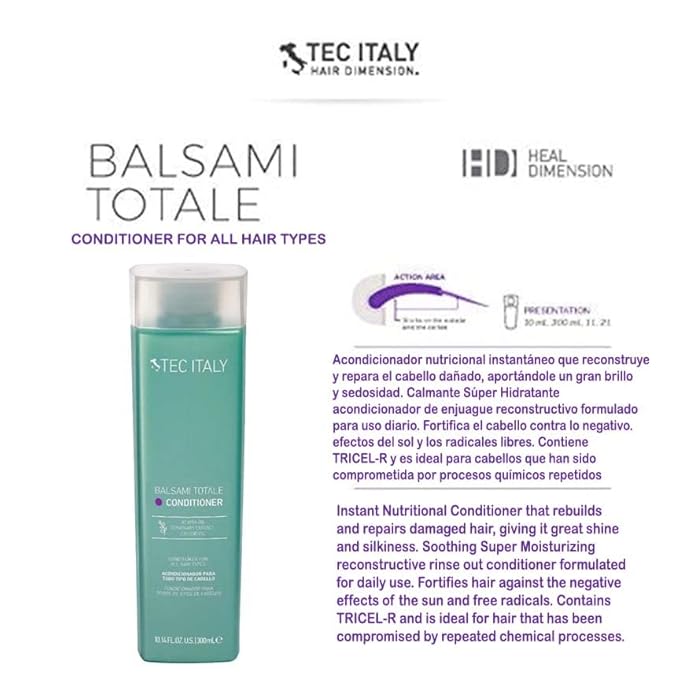 Tec Italy Balsami Totale Conditioner for All Hair Types - 300 ml (Pack of 3) - Image 2