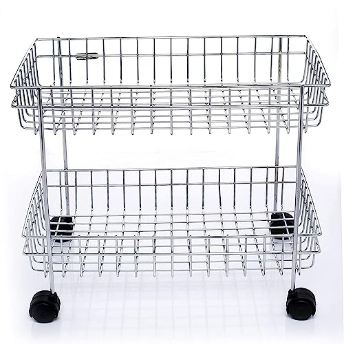 MASHUR FAB Multi Trolly Multipurpose Portable Storage Floor Standing Or Tabletop Rack|Trolley with Wheels for Kitchen Storage, Tiered Shelf (Stainless Steel, 2 Shelf) - Image 4