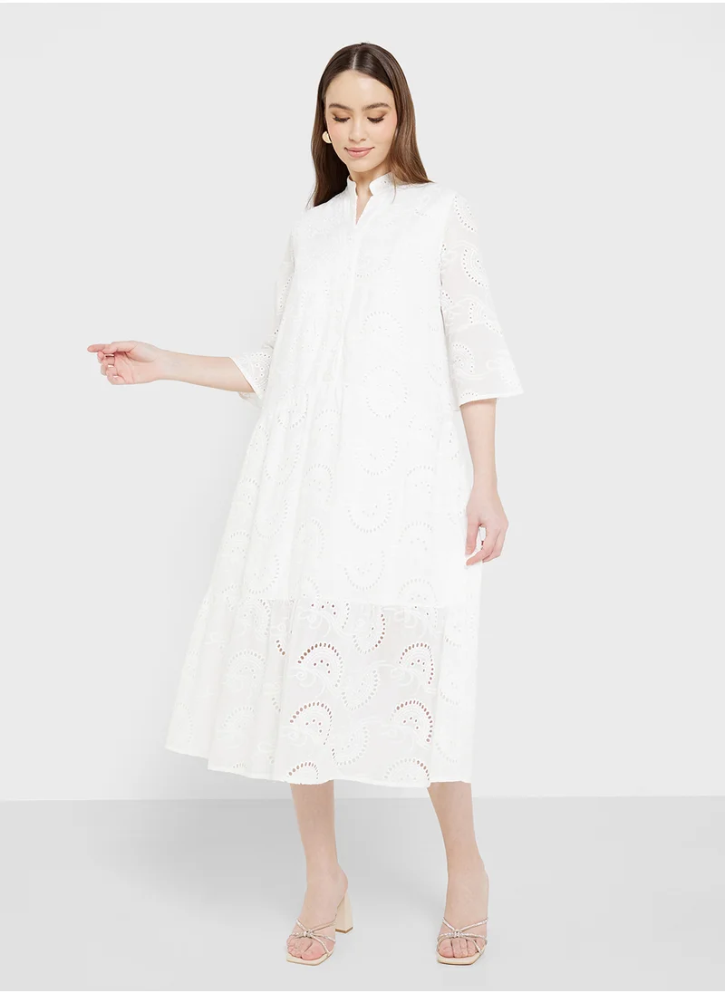 ايلا Schiffli Pattern Dress