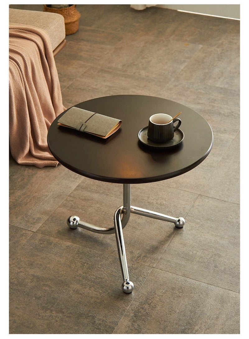 هيومان جوي طاولة جانبية صغيرة مستديرة بسطح للقهوة مع أرجل من الفولاذ المقاوم للصدأ، لغرفة المعيشة أو الشرفة أو غرفة النوم - Image 1